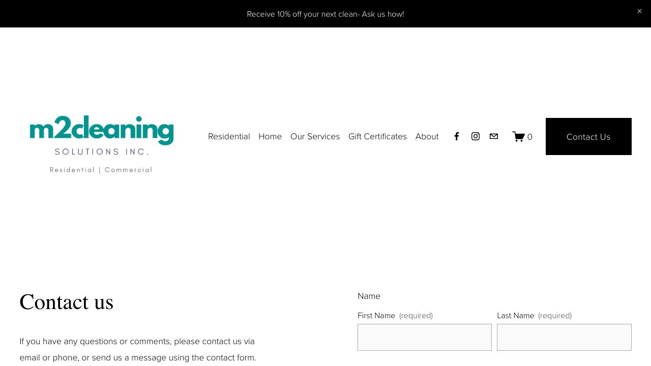 M2 Cleaning Solutions website