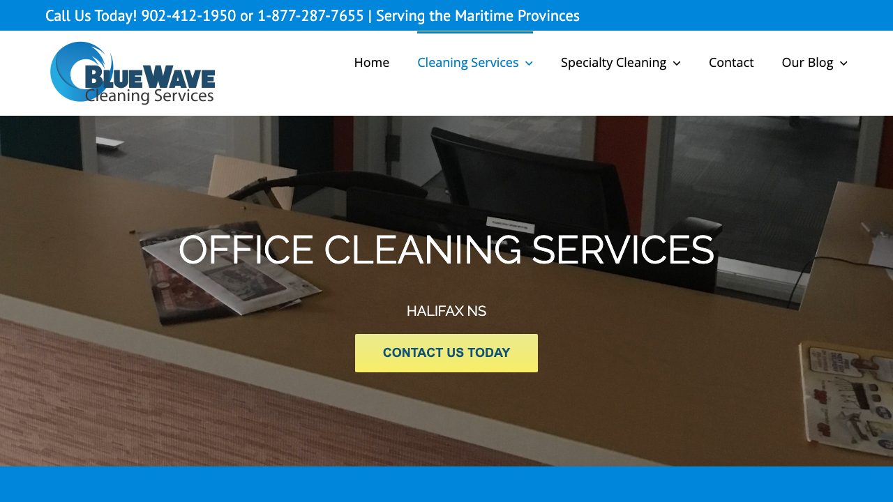 Blue Wave Cleaning Services website homepage