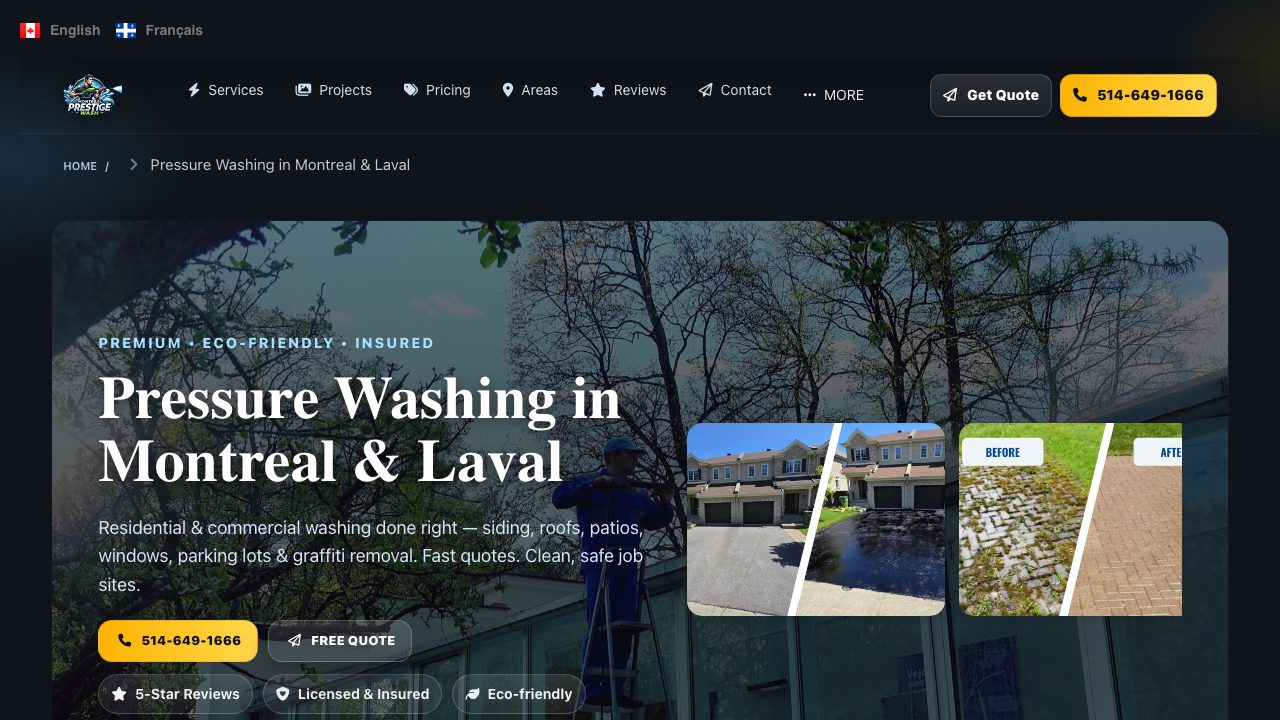 Montreal Prestige Wash website