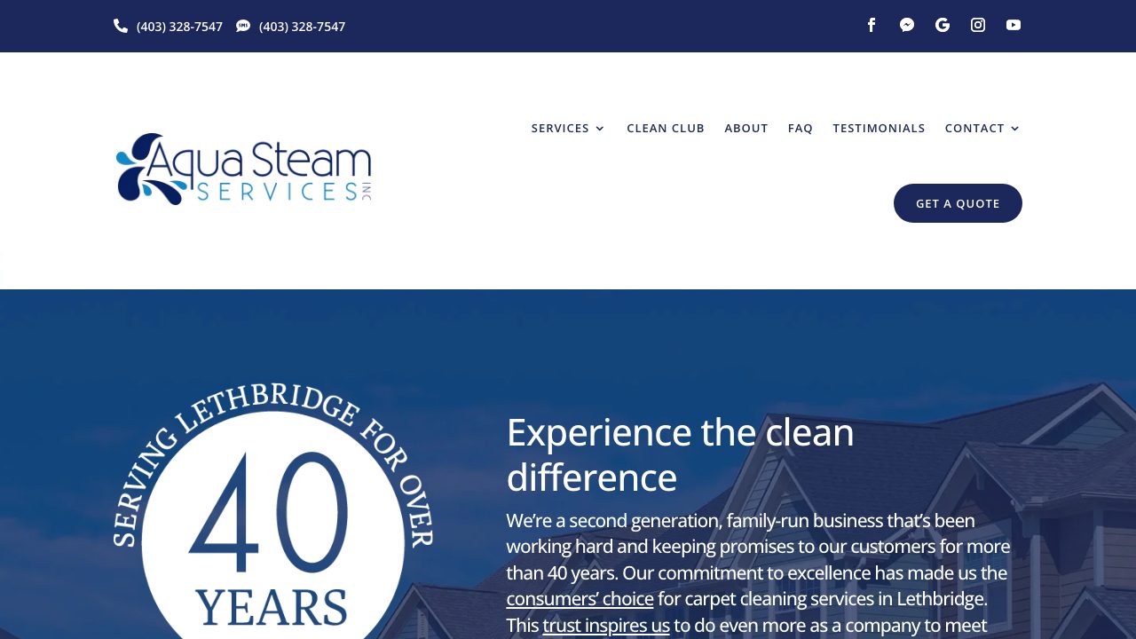 Aqua Steam Services Inc. website homepage