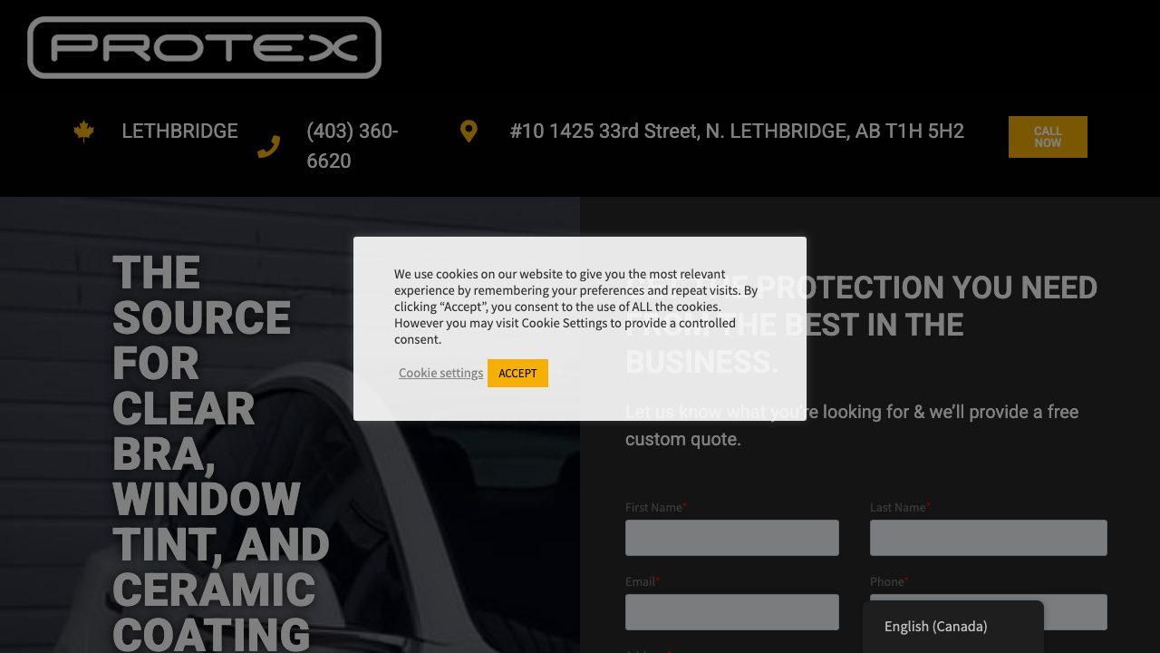 Protex of Lethbridge website homepage