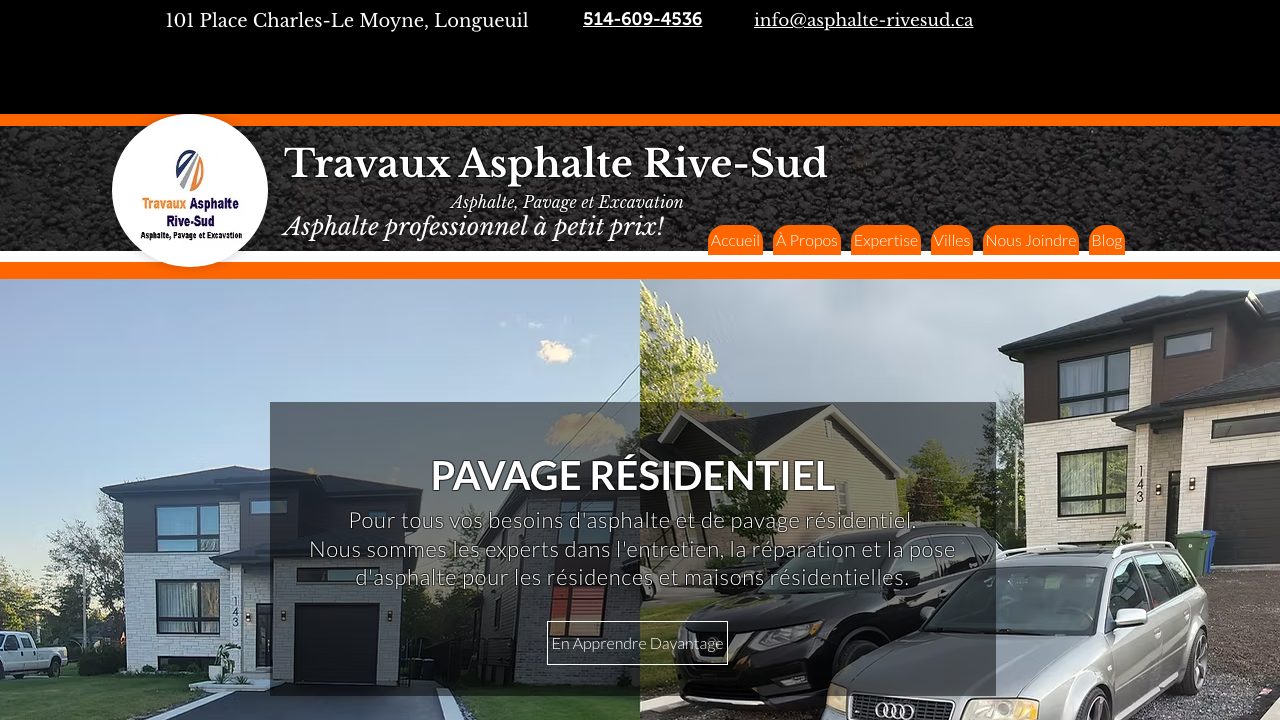 Travaux Asphalte Rive-Sud | Pavage Excavation Longueuil Saint-Hubert Brossard website