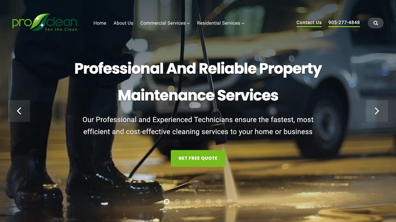 Pro-Clean Mobile Wash website