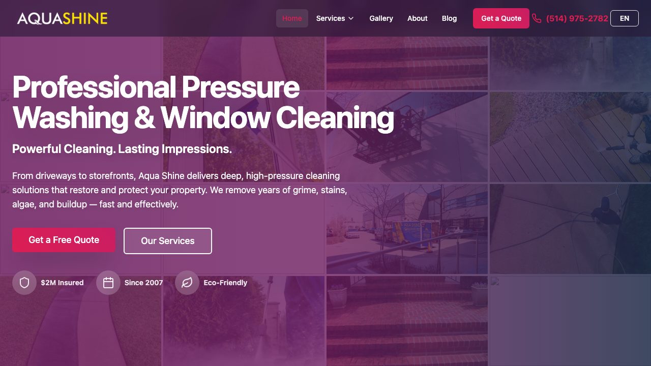 Aqua Shine Cleaning Services website