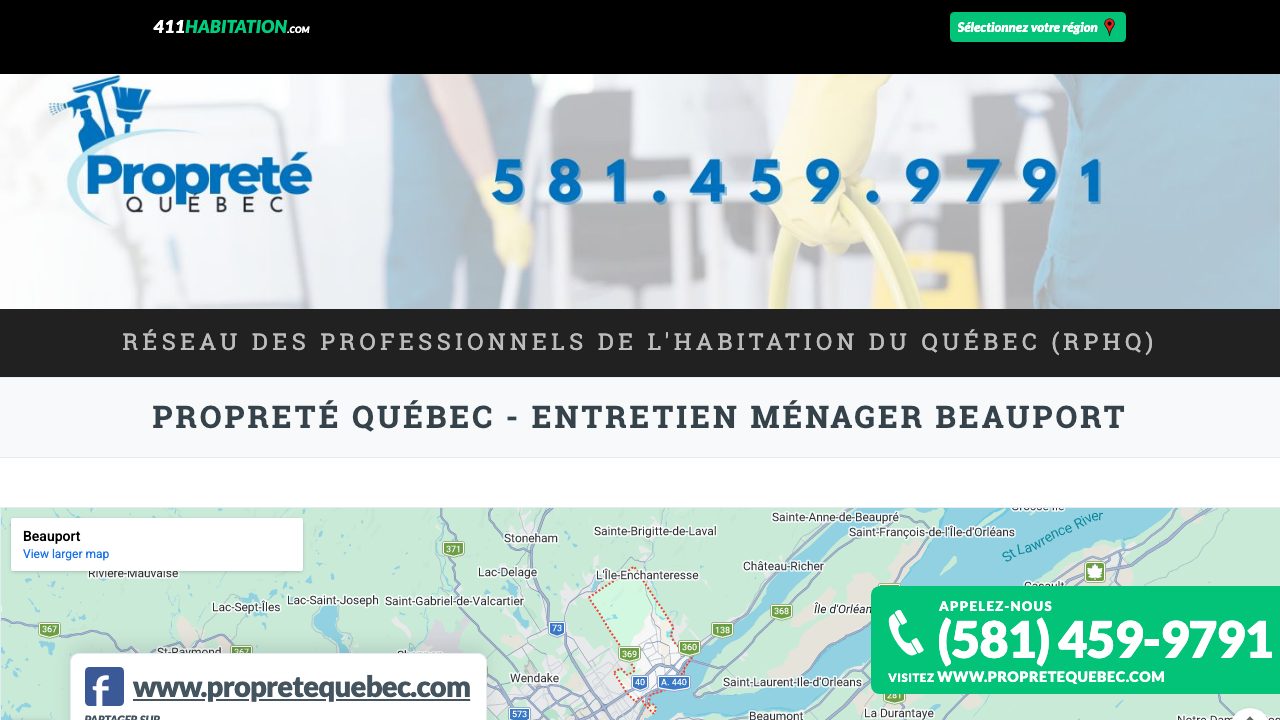 Propreté Québec - Entretien Ménager Beauport website