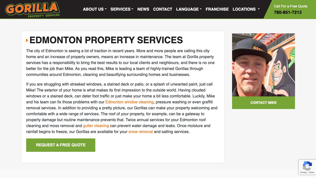 Gorilla Property Services website homepage