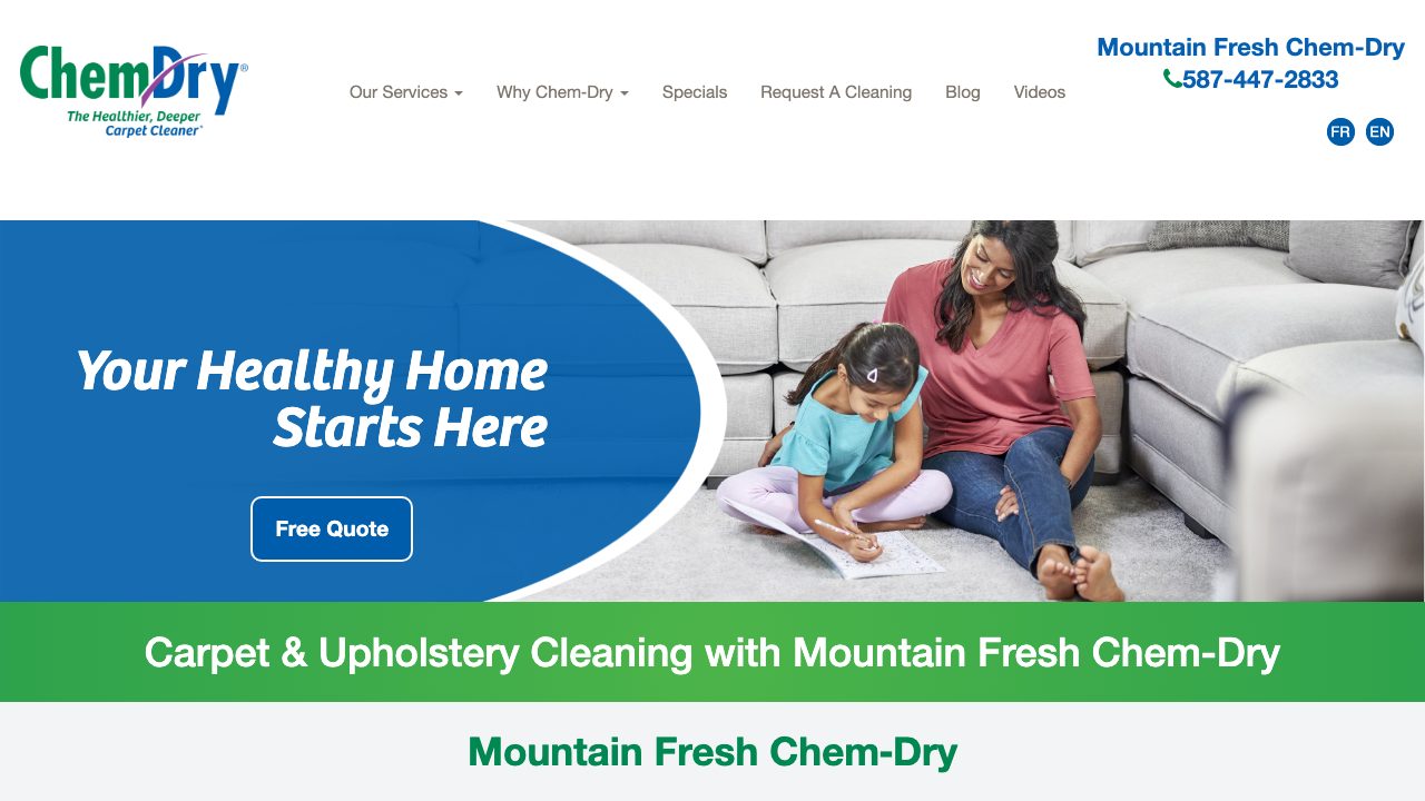 Mountain Fresh Chem Dry website homepage