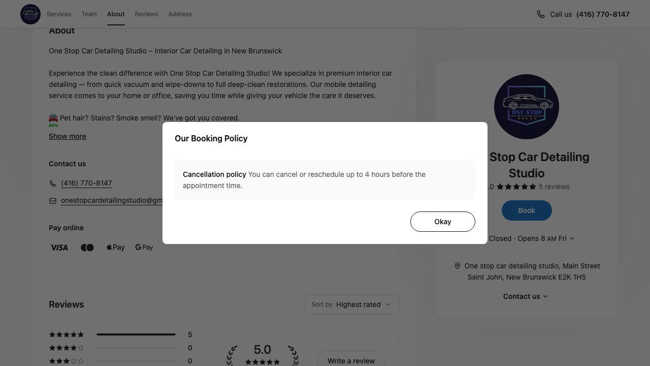 One stop car detailing studio website