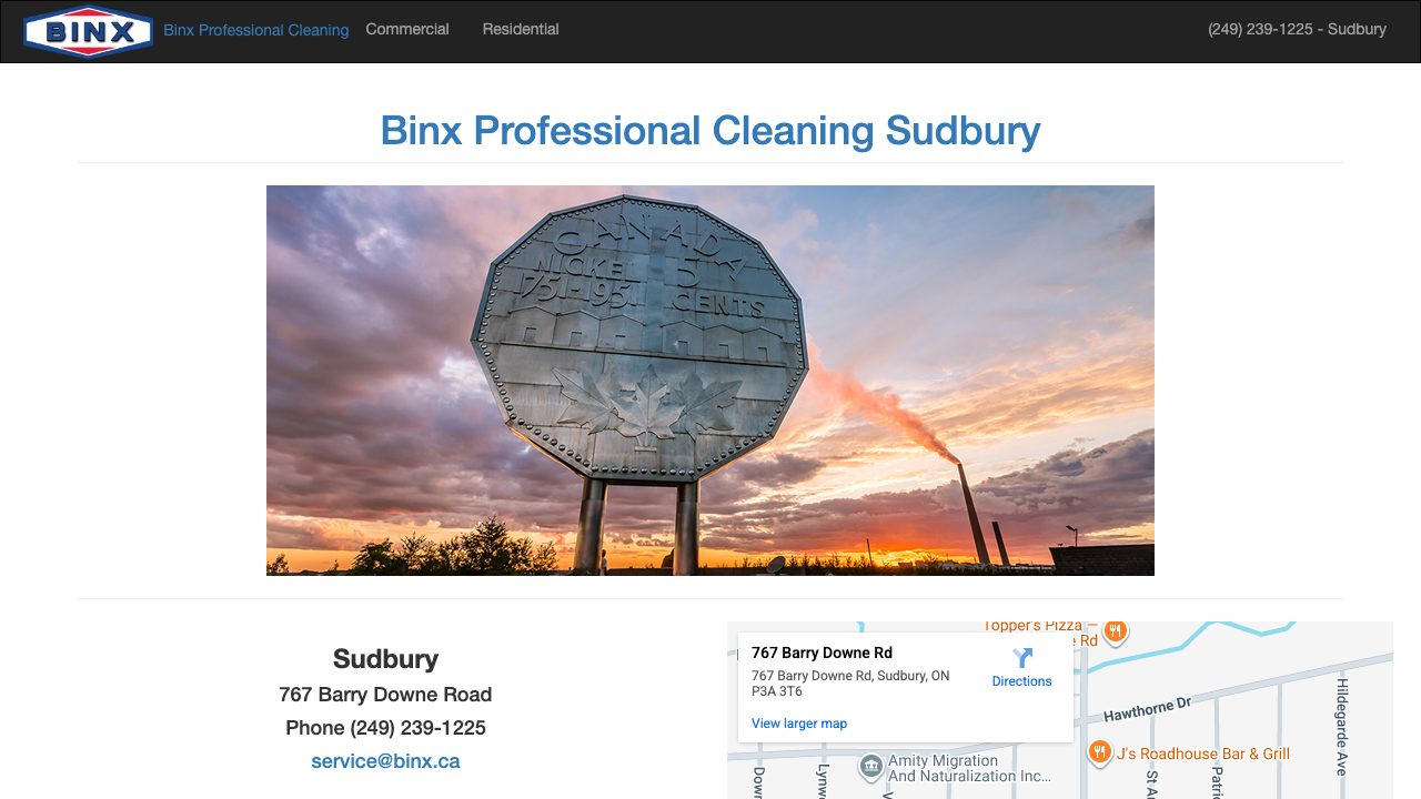 Binx Professional Cleaning website
