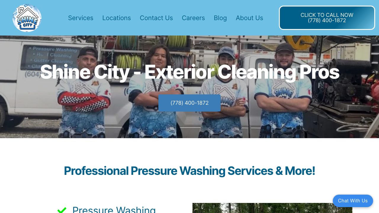 Shine City Pressure Washing website