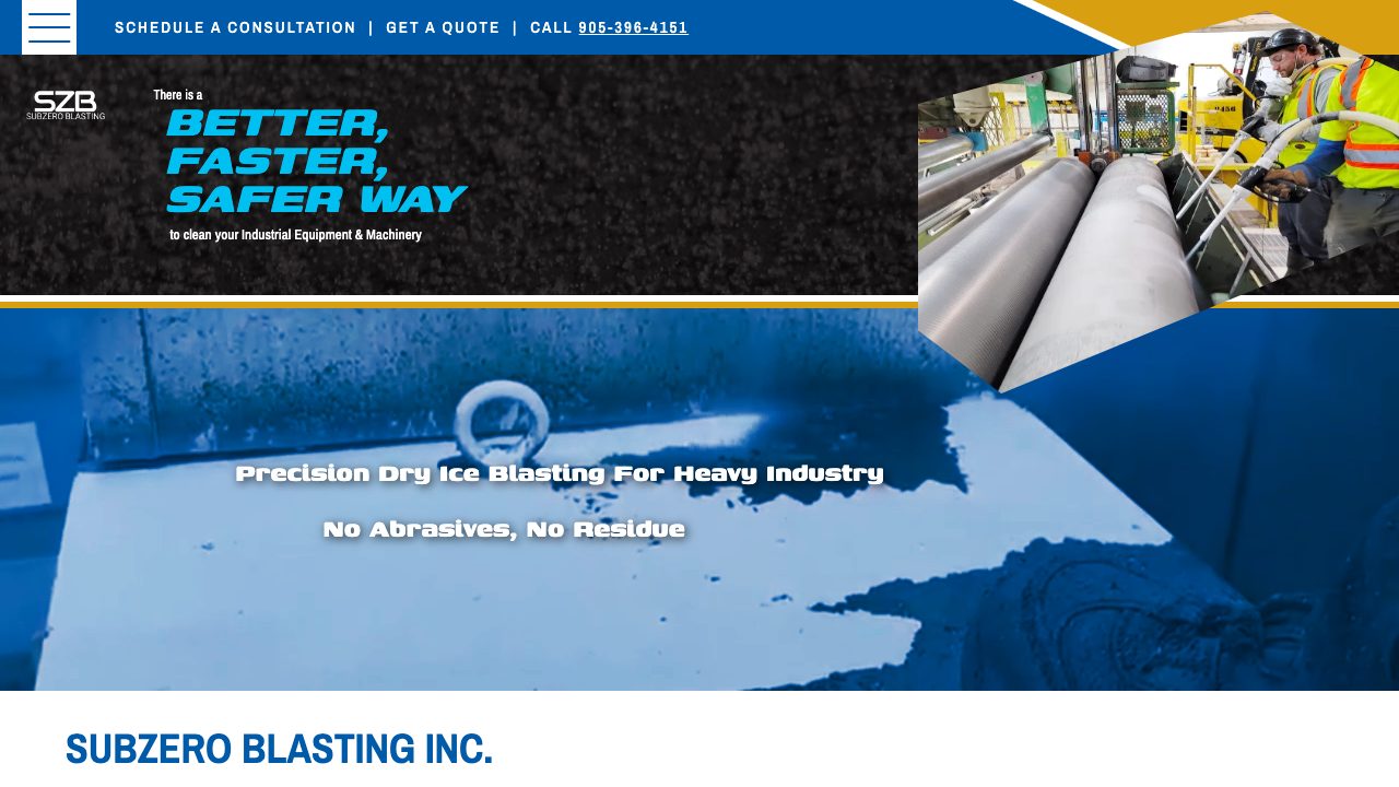 SubZero Blasting Inc website