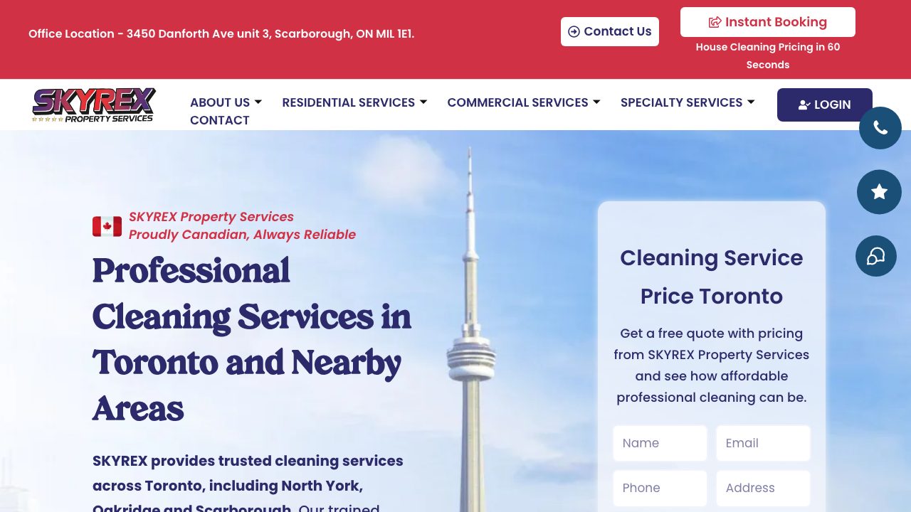 SKYREX Property Services website
